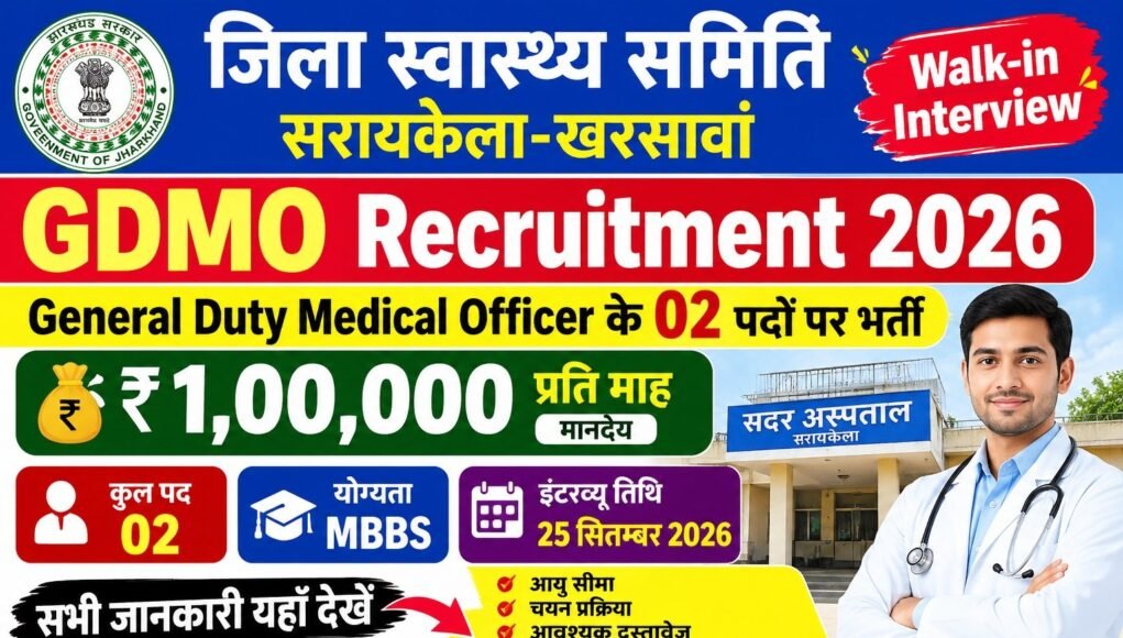 Jharkhand GDMO Recruiment 2026: General Duty Medical Officer